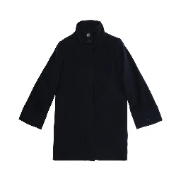 Black Single-Breasted Coat with High-Neck in Wool Blend Girl