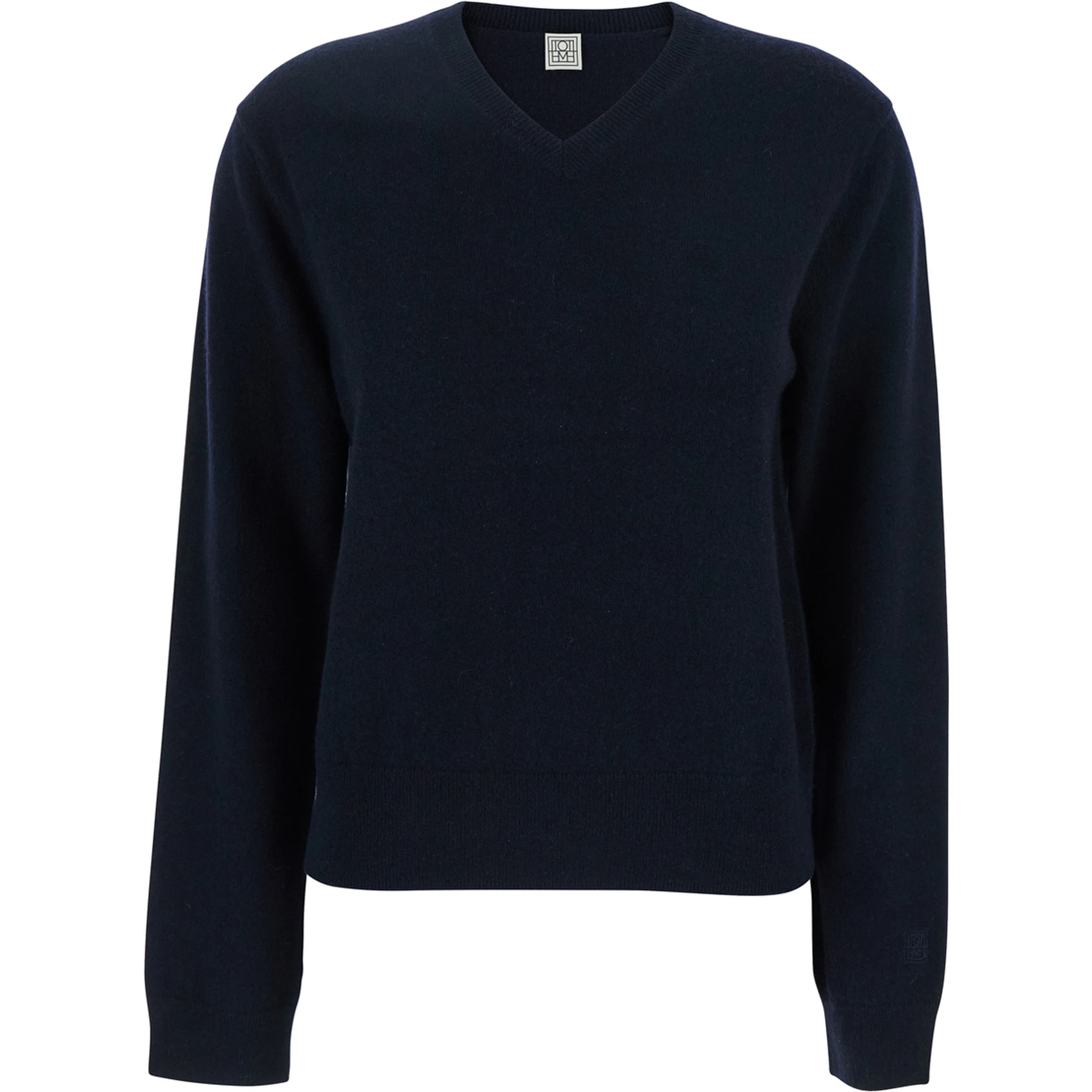 Blue Sweater with V Neck in Cashmere Woman
