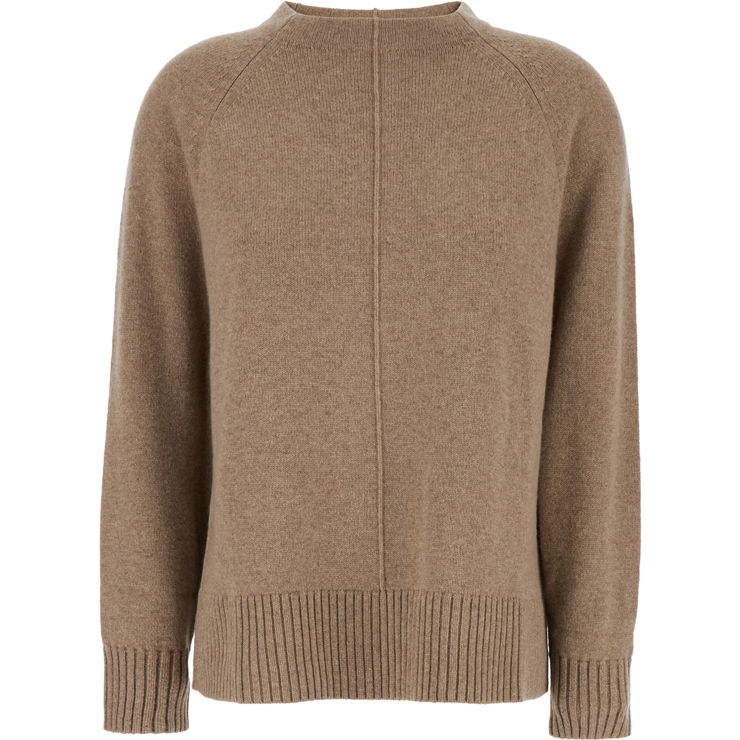Toldim Beige Crewneck Sweater with Middle Stitch Detail in Cashmere Woman