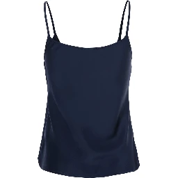 Blue Top with Spaghetti Straps in Satin Woman