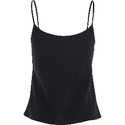 Black Top with Spaghetti Straps in Satin Woman