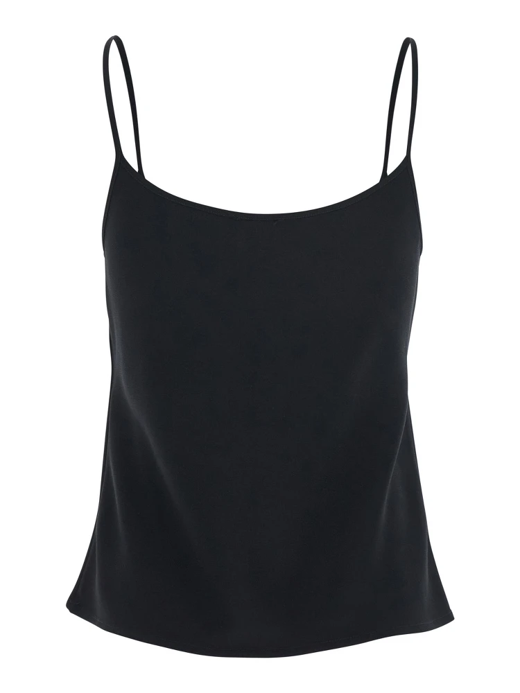Black Top with Spaghetti Straps in Satin Woman alternative