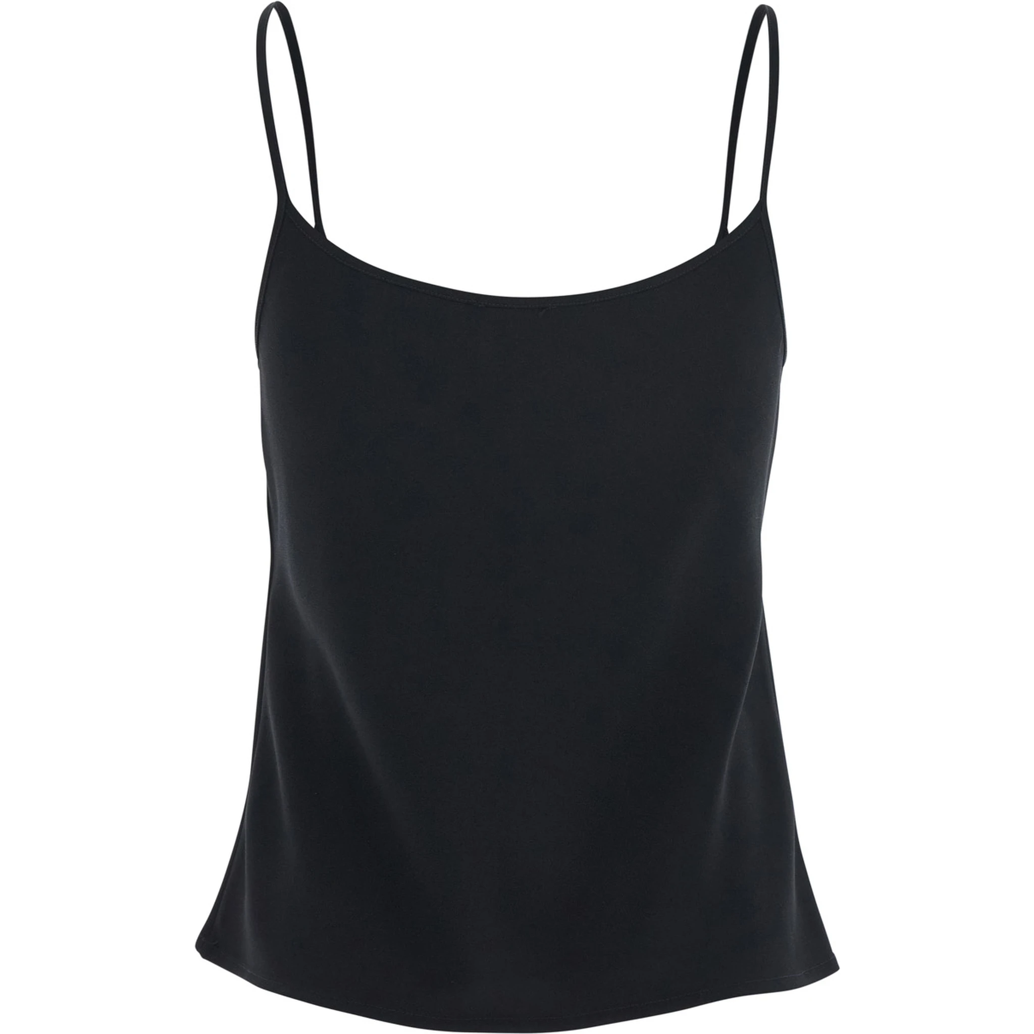 Black Top with Spaghetti Straps in Satin Woman