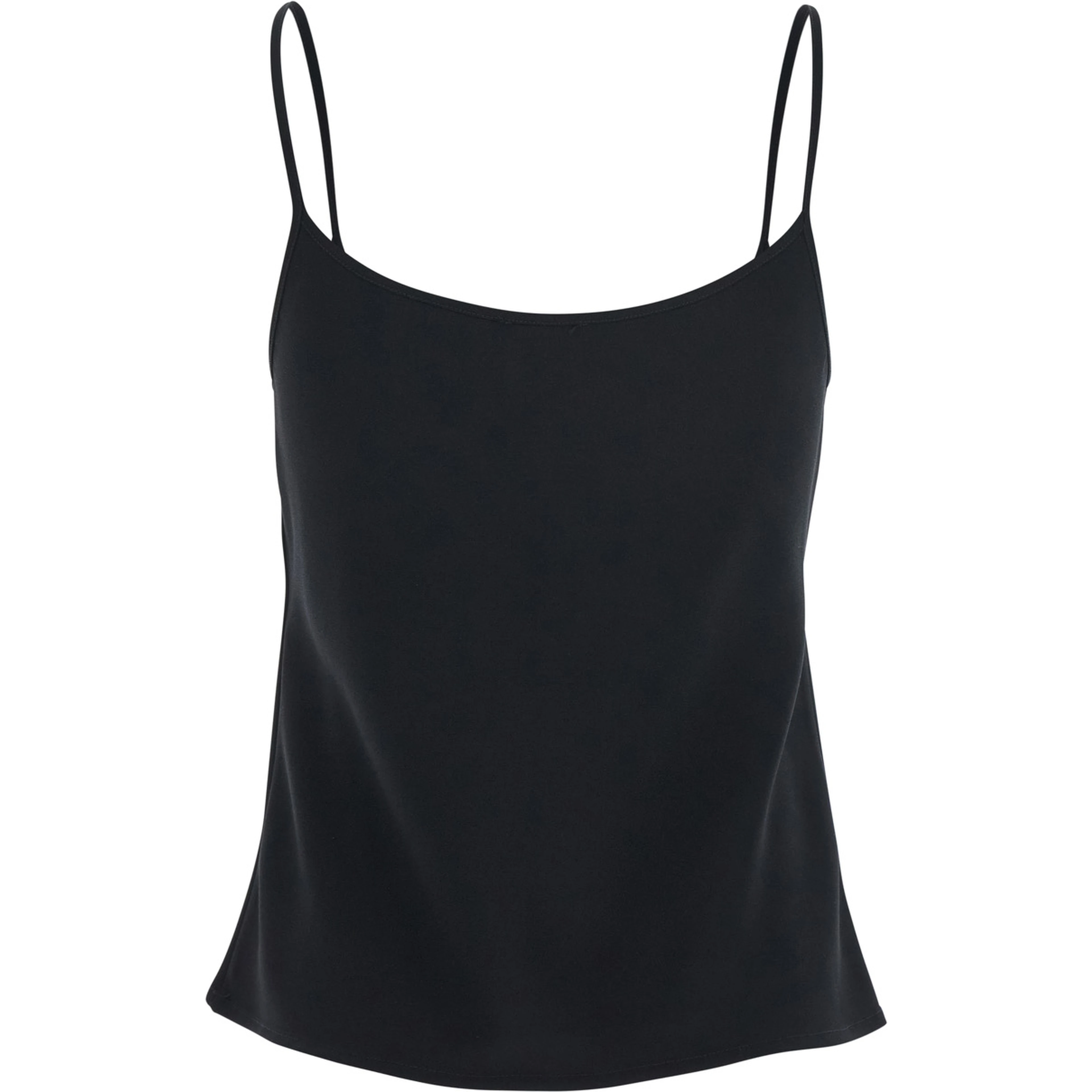 Black Top with Spaghetti Straps in Satin Woman