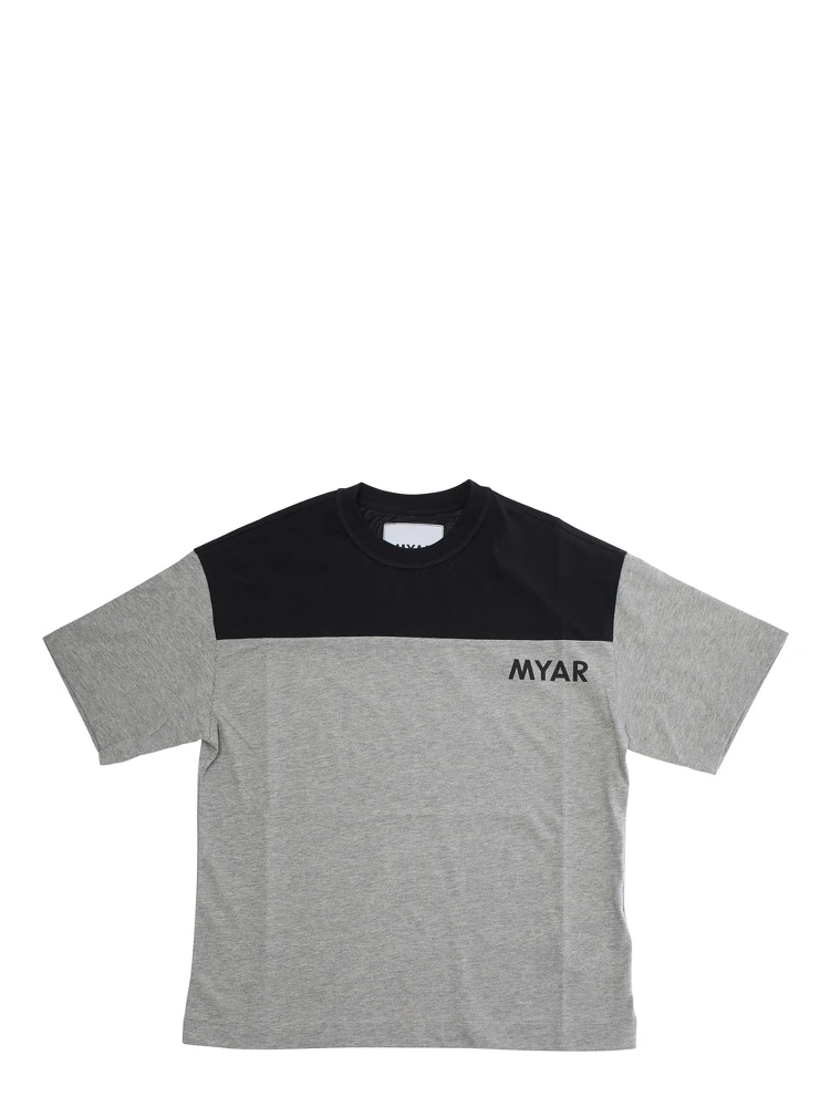 Multicolor Crewneck T-Shirt with Logo Lettering on the Front in Cotton Boy