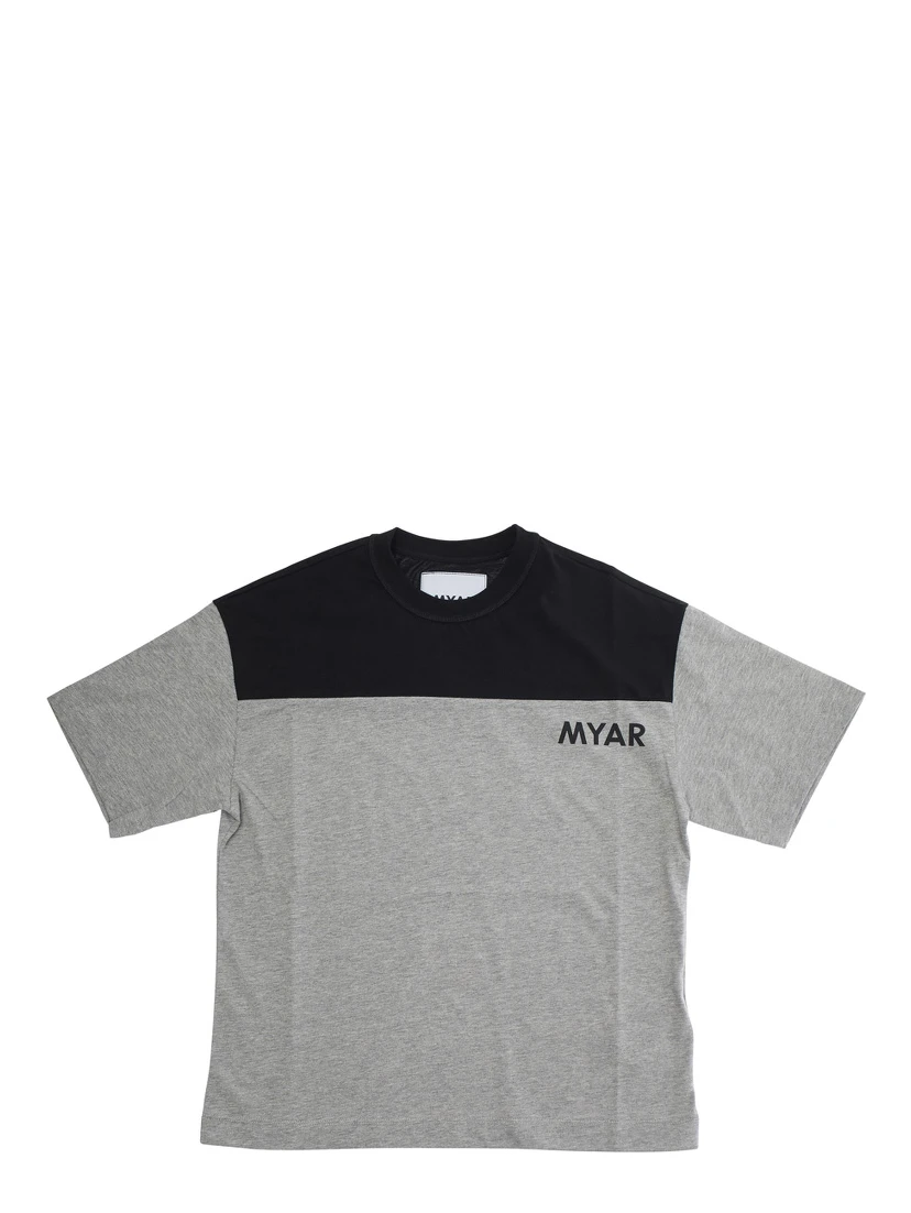 Multicolor Crewneck T-Shirt with Logo Lettering on the Front in Cotton Boy