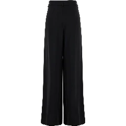 Black Pants with Belt Loops and Wide Leg in Cady Woman