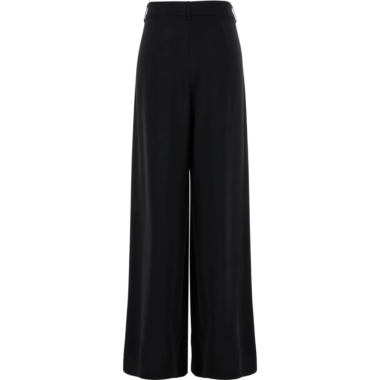 Black Pants with Belt Loops and Wide Leg in Cady Woman