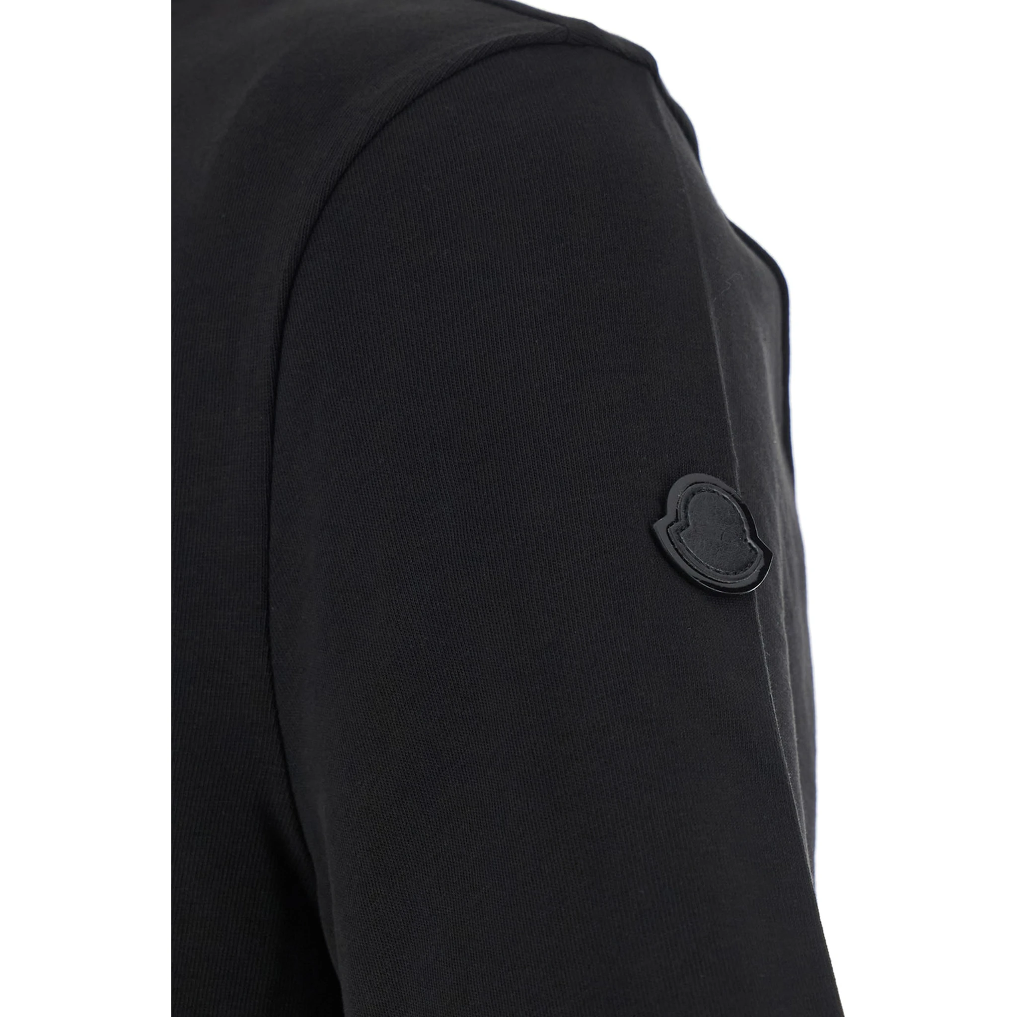 Black T-Shirt with Front Lettering Logo and Logo Patch on the Sleeve in Cotton Man