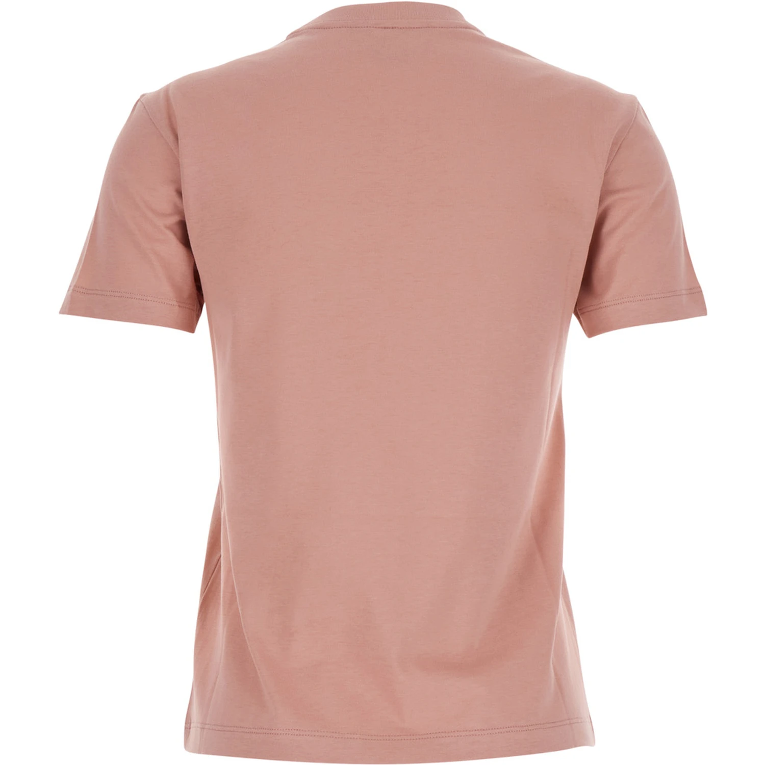 Pink Crewneck T-Shirt with Logo Detail on the Front in Cotton Woman