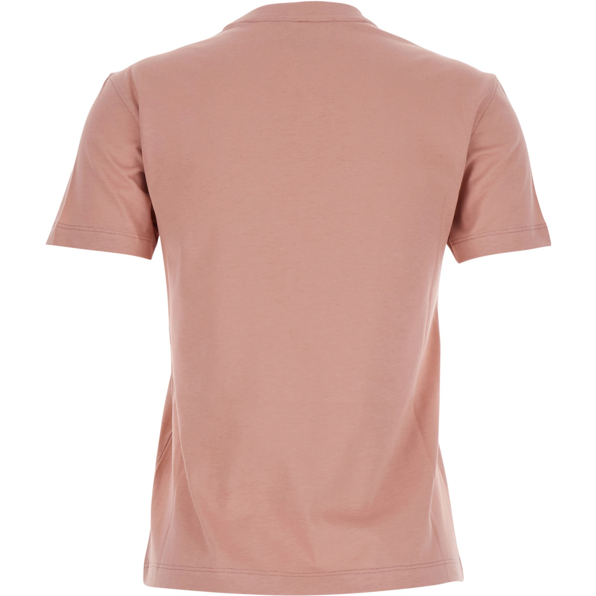 Pink Crewneck T-Shirt with Logo Detail on the Front in Cotton Woman