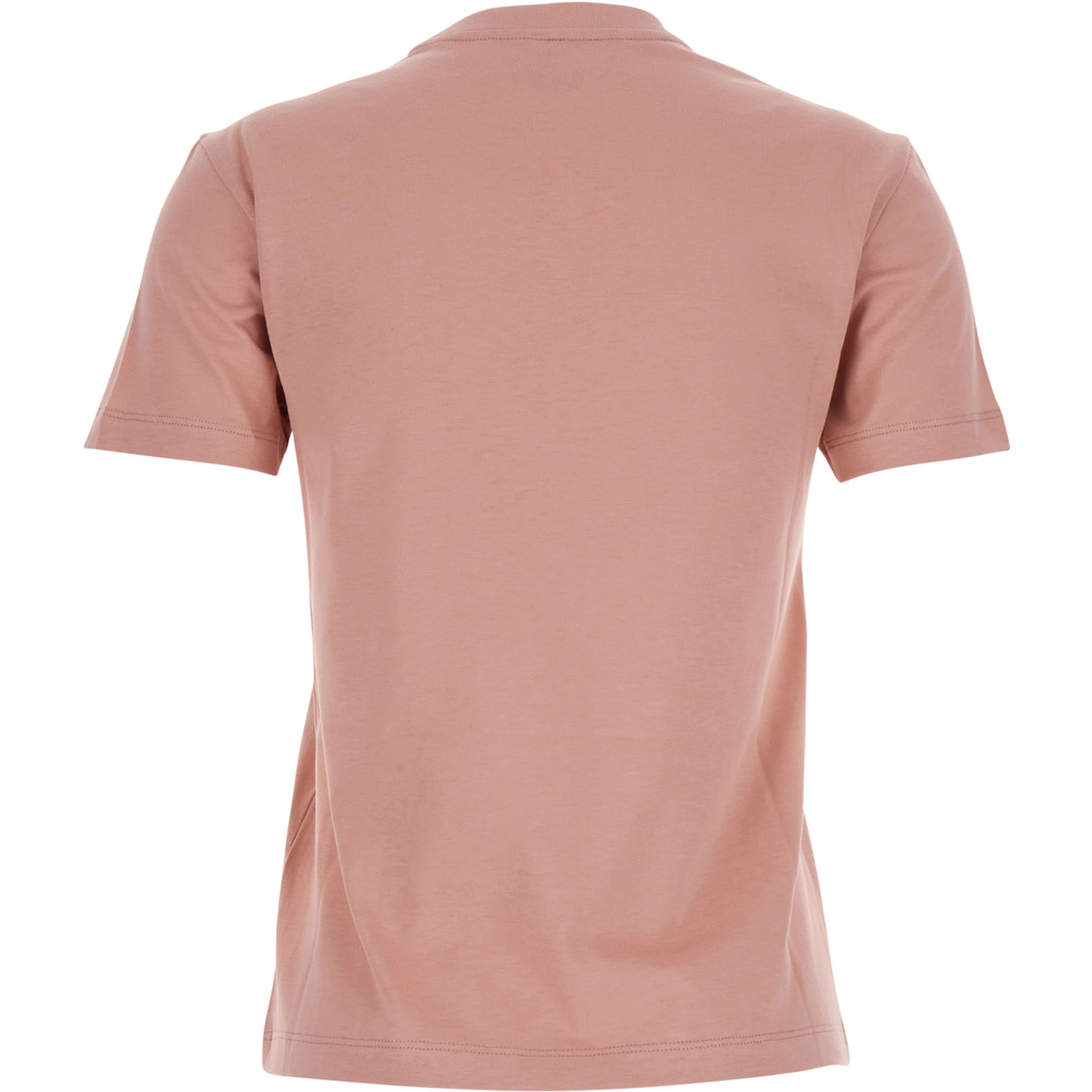 Pink Crewneck T-Shirt with Logo Detail on the Front in Cotton Woman