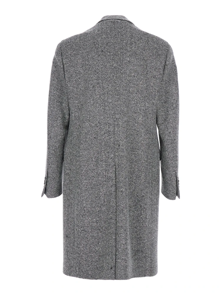 Grey Single-Breasted Coat with Classic Lapels in Wool Man alternative