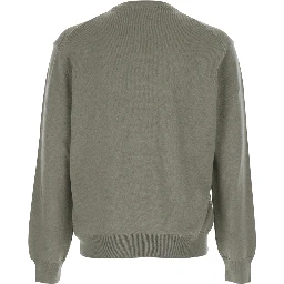 Green Crew Neck Sweater with Fox Patch on the Front in Wool Man