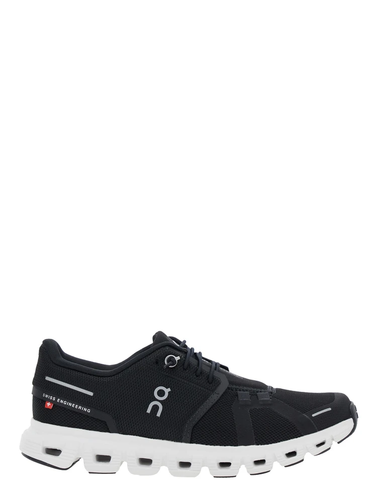 Cloud 6 Black Low Top Sneakers with Mesh Details and Logo on the Side in Tech Fabric Woman