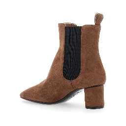Brown Ankle Boots with Elastic Side Panel in Suede Woman