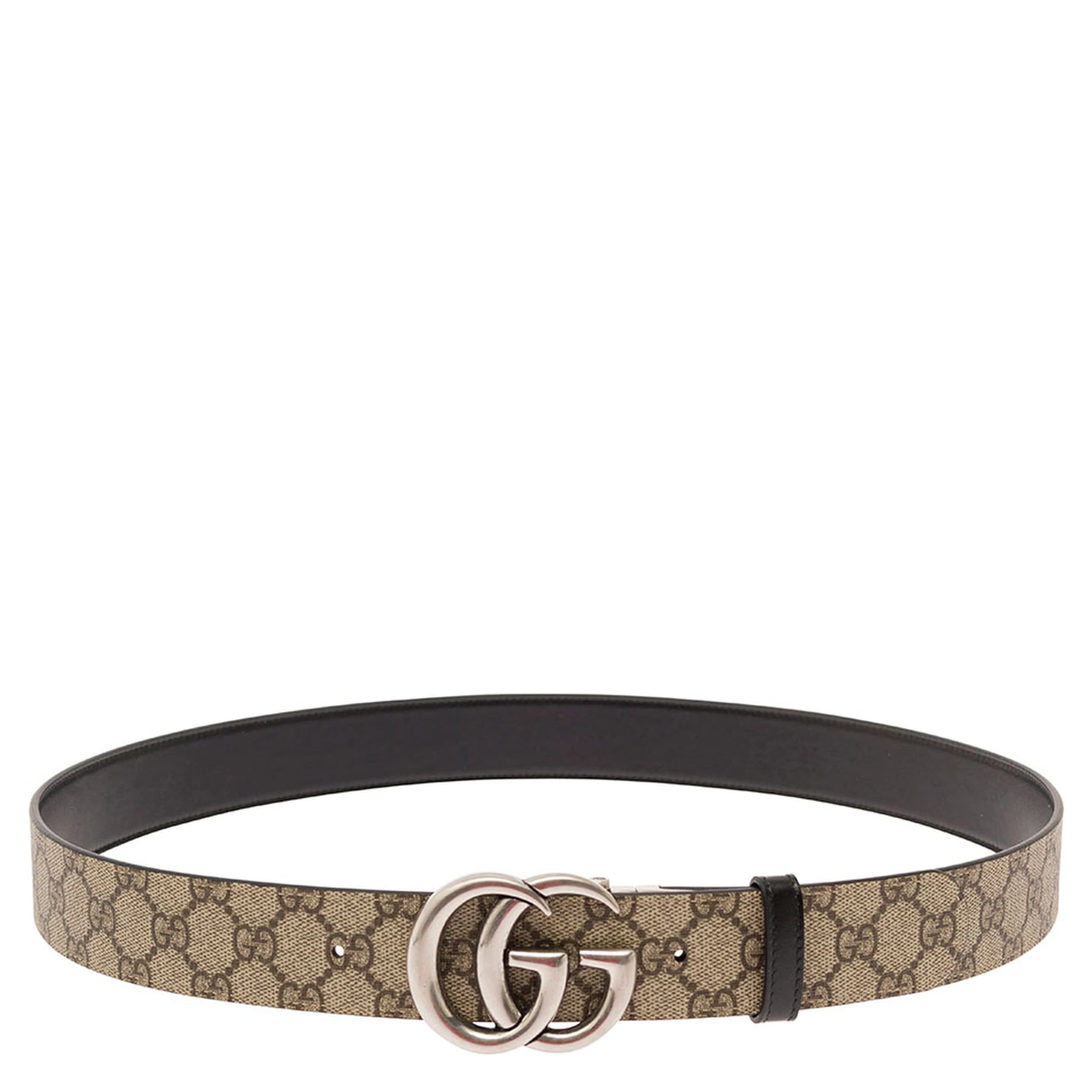 Reversible Belt with Double G Buckle in GG Supreme Canvas and Leather Man