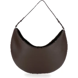 Le Calisso Rond Large Brown Shoulder Bag with Adjustable Strap and Embossed Logo in Leather Woman