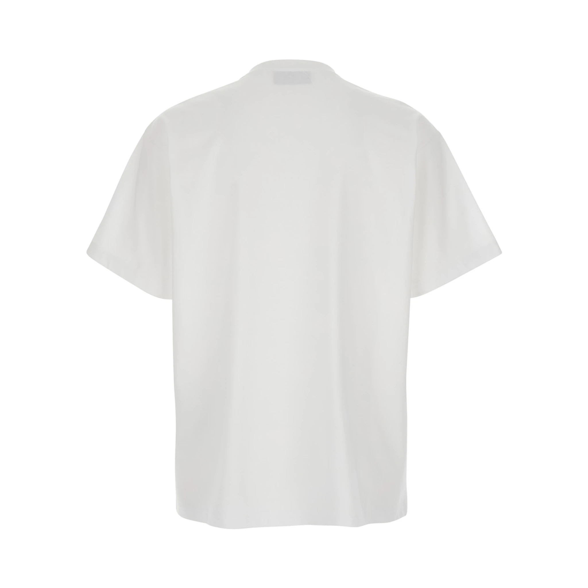 White Crewneck T-Shirt with Double G Logo Embroidery on the Front in Cotton Man