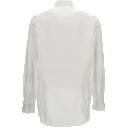 White Shirt with Button Fastening in Cotton Man