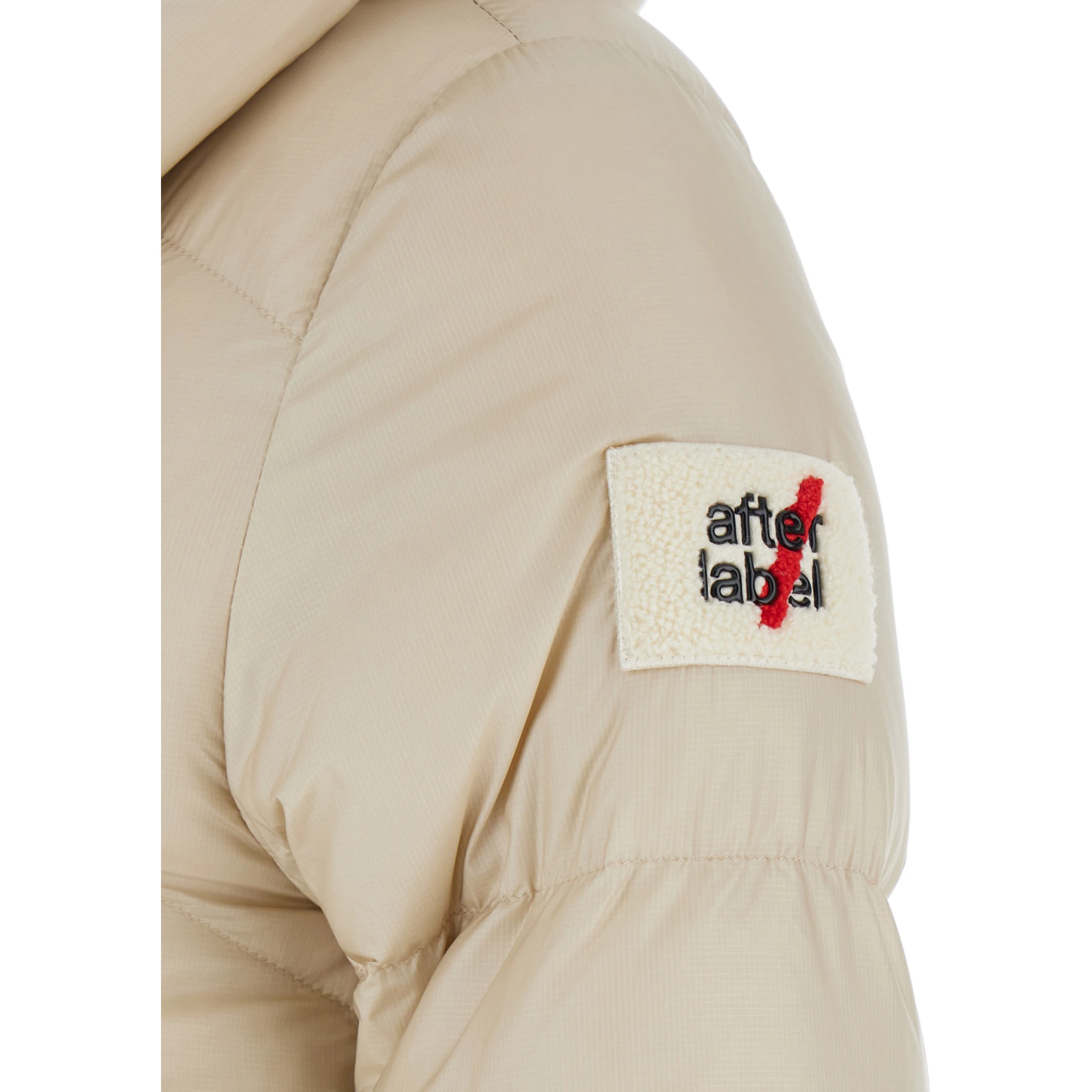 Helsinki Beige Down Jacket with Logo Patch on the Sleeve and Puller with Logo on the Waist in Tech Fabric Woman