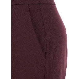 Violet Pants with Concealed Front Closure and Logo Plaque on the Rear in Wool Blend Stretch Woman