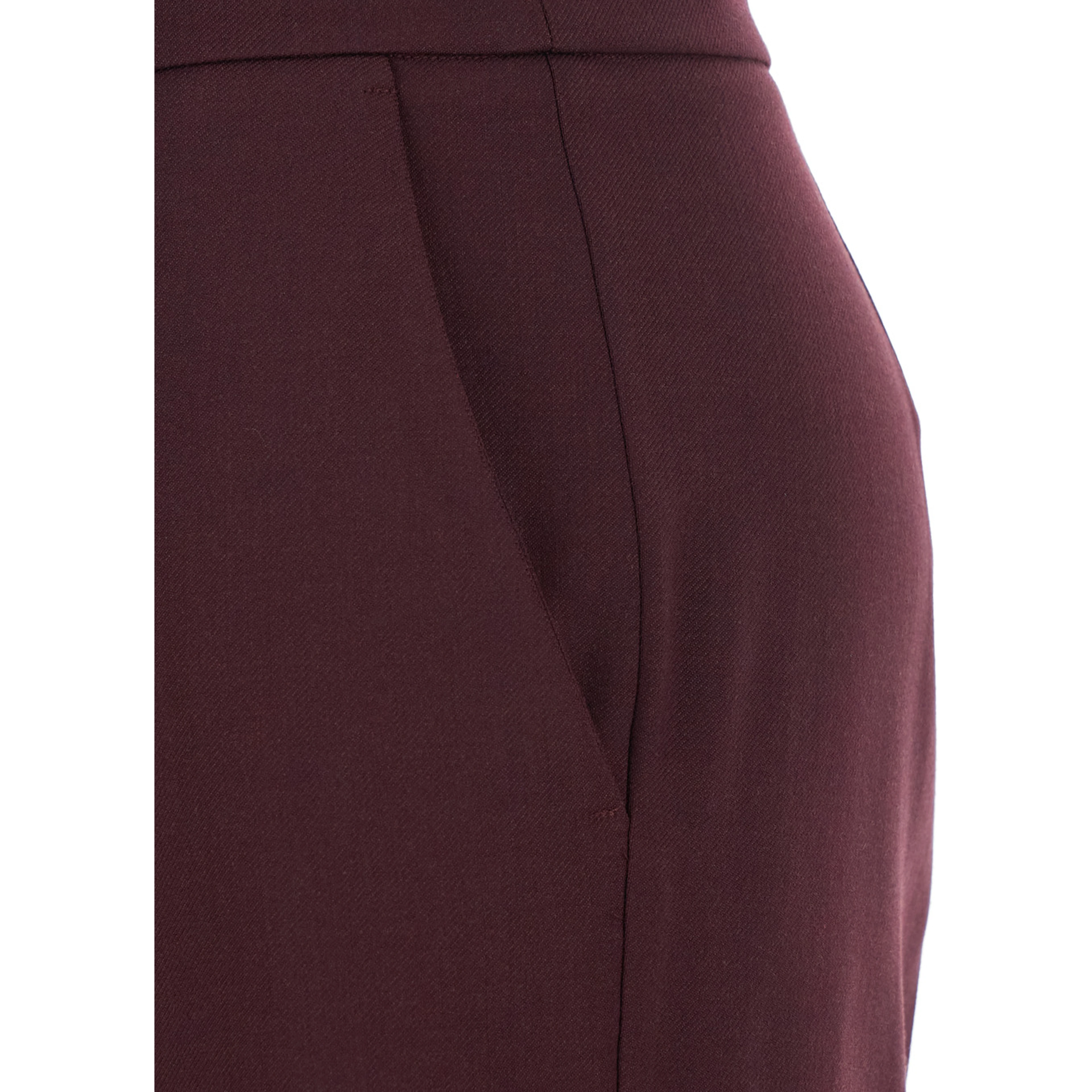 Violet Pants with Concealed Front Closure and Logo Plaque on the Rear in Wool Blend Stretch Woman