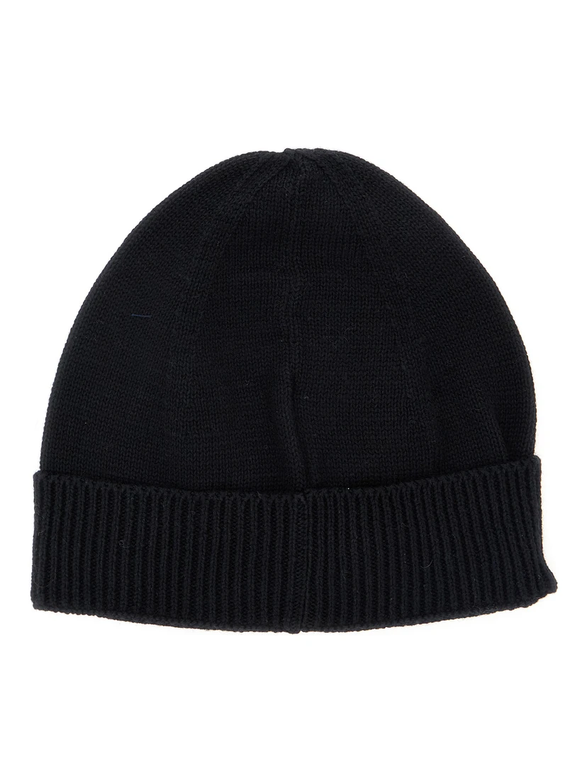 Black Beanie with Ribbed Brim and Logo Embroidery on the Front in Fabric Boy
