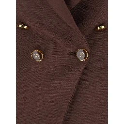 Brown Jacket with Classic Lapels and Double-Breasted Fastening in Fabric Woman