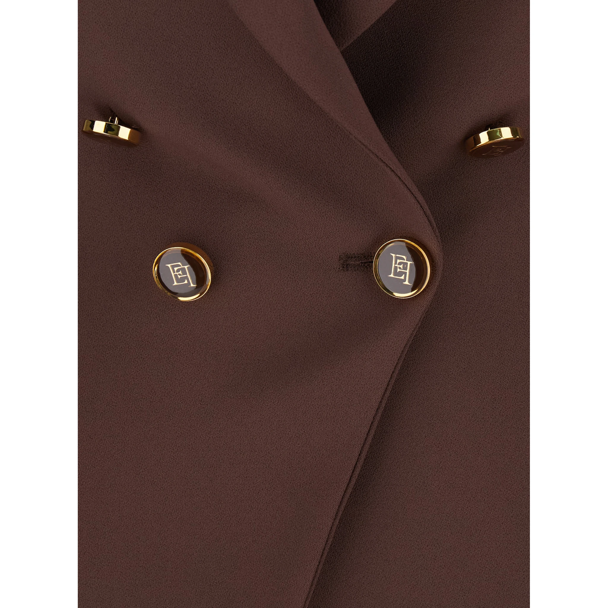 Brown Jacket with Classic Lapels and Double-Breasted Fastening in Fabric Woman
