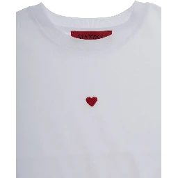 White Crewneck T-Shirt with Logo Print on the Front in Cotton Woman