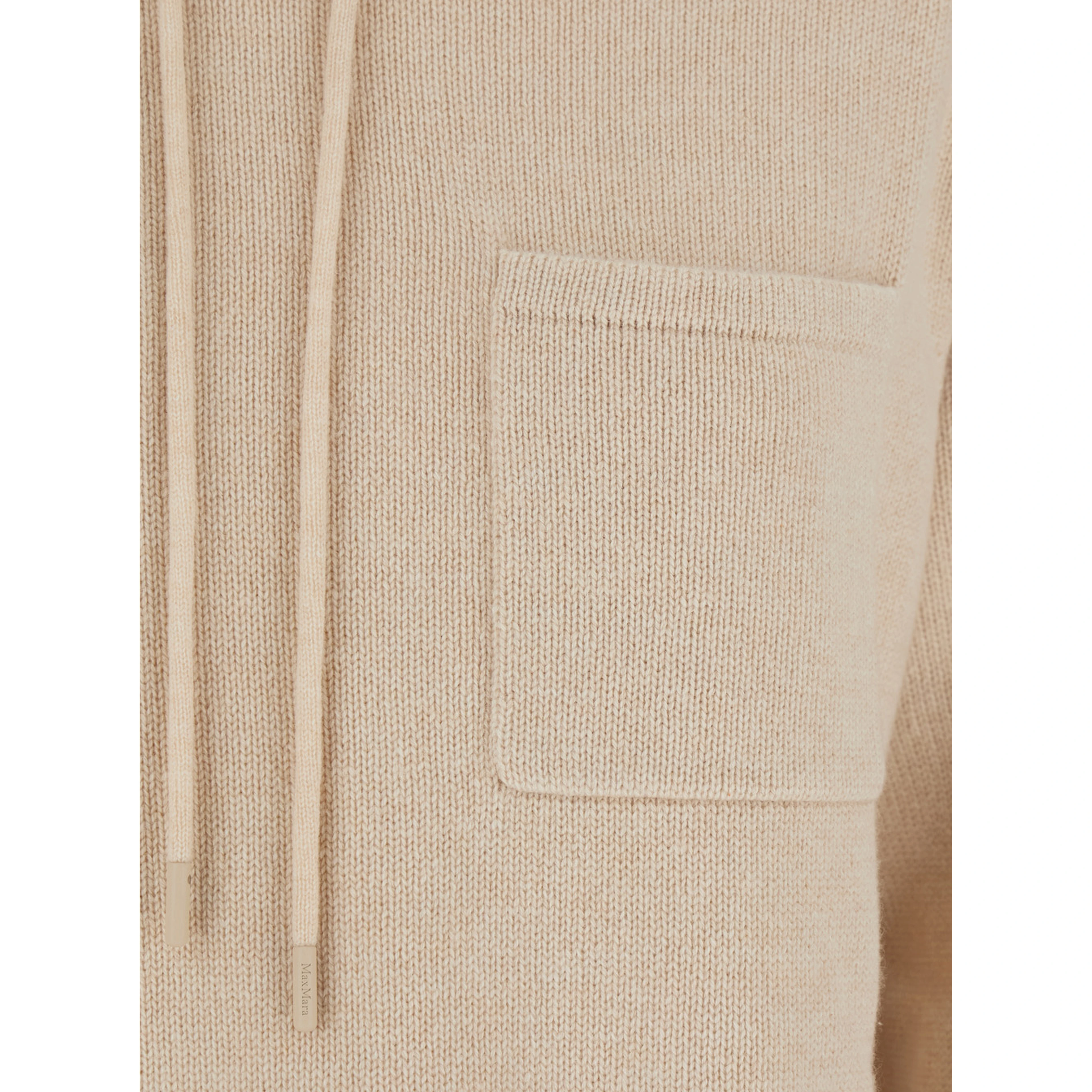 Liana Beige Sweater with Drawstring Hood and Dropped Shoulders in Cashmere Woman