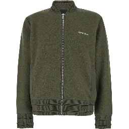 Green Sweatshirt with Bomber Collar and 4G Logo in Wool Man