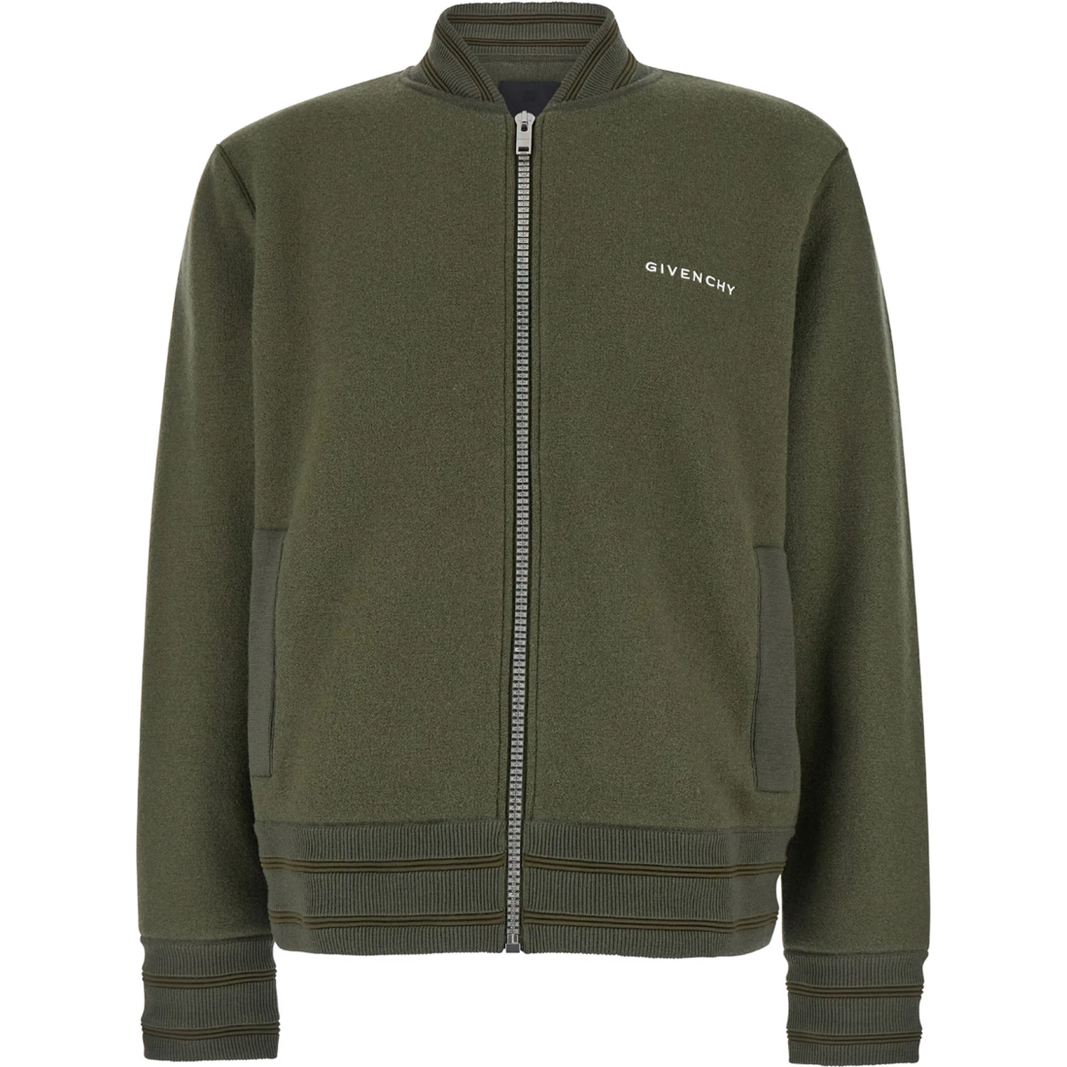 Green Sweatshirt with Bomber Collar and 4G Logo in Wool Man
