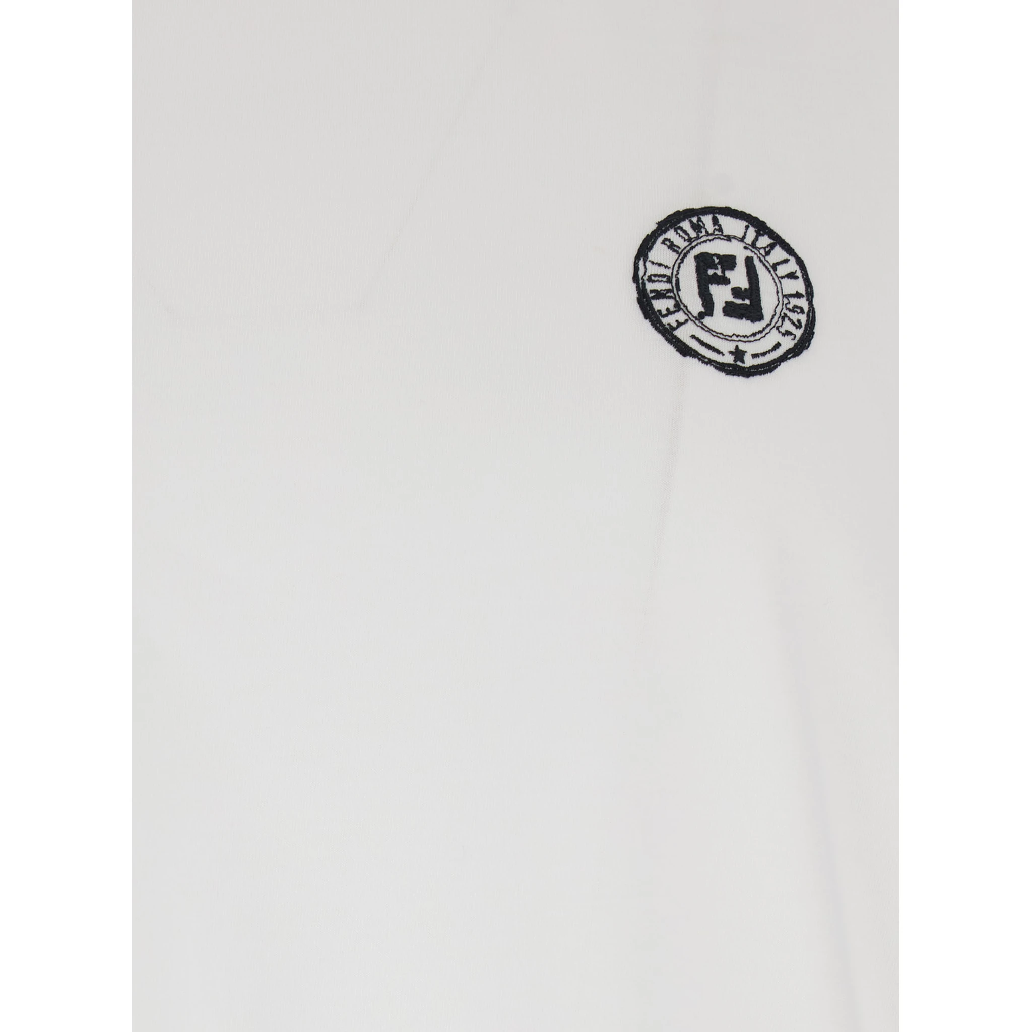 White Crewneck T-Shirt with Logo Print on the Front and Logo Patch on the Rear in Cotton Man