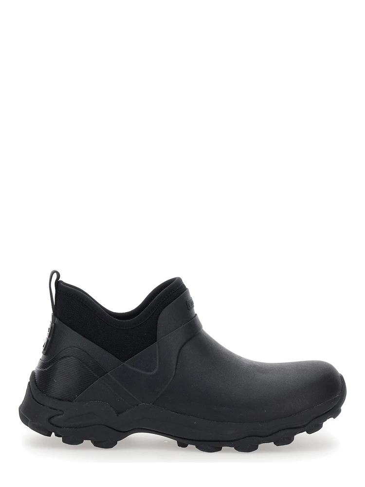Black Ankle Boots with 4G Motif in Rubber and Fabric Man