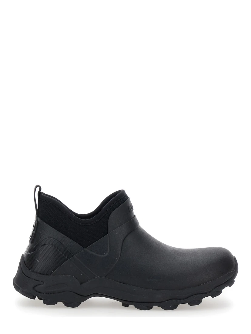 Black Ankle Boots with 4G Motif in Rubber and Fabric Man