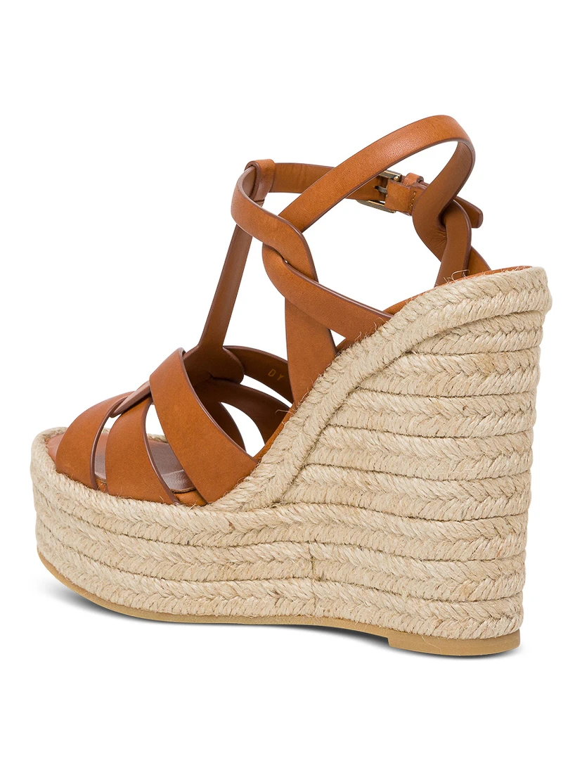 Saint Laurent Womans Tribute Leather Espadrilles