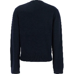 Blue Sweater with V Neck in Cashmere Woman