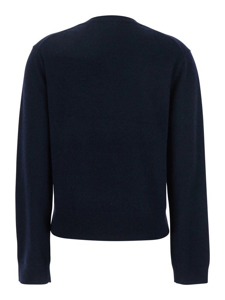 Blue Sweater with V Neck in Cashmere Woman alternative