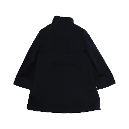Black Single-Breasted Coat with High-Neck in Wool Blend Girl