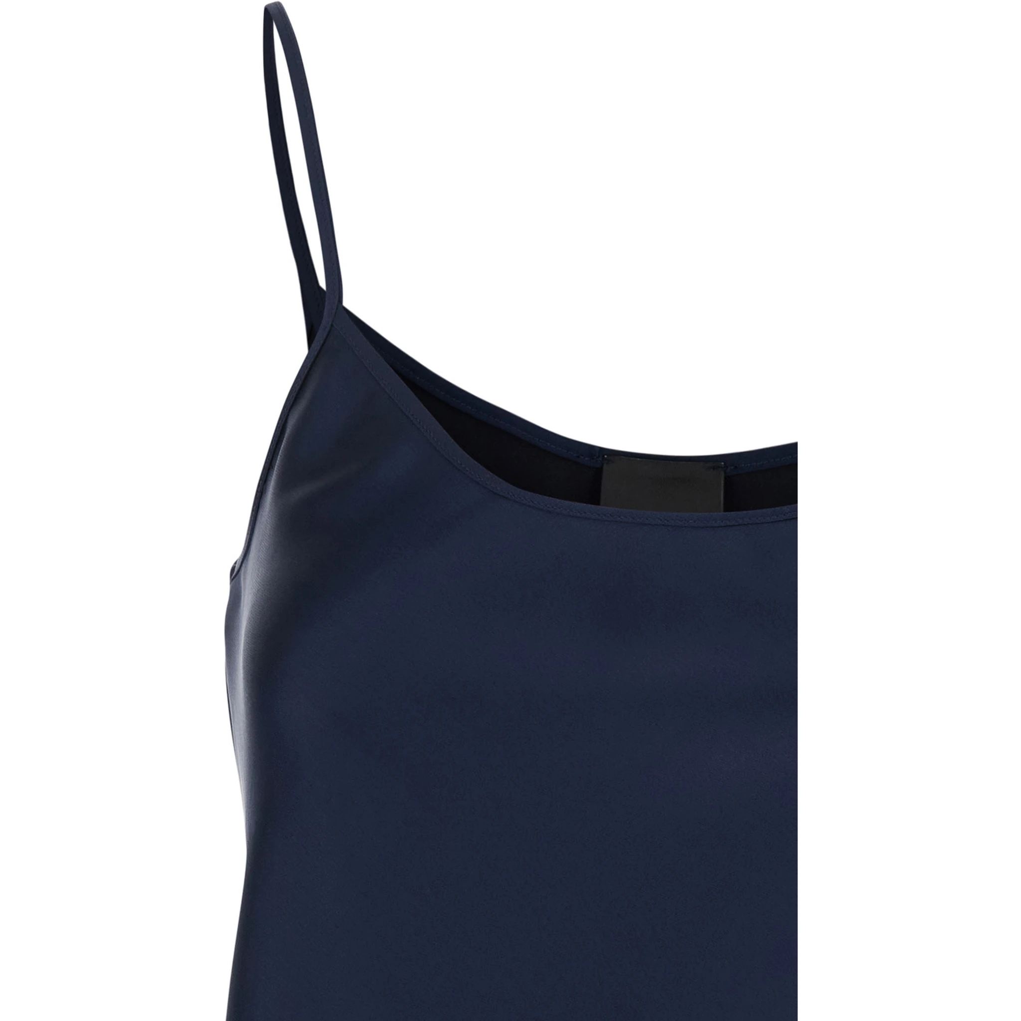 Blue Top with Spaghetti Straps in Satin Woman