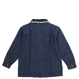 Dora Blue Jacket with Classic Collar and Two Front Patch Pockets in Denim Girl