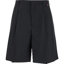 Black Bermuda Shorts with Web Detail in Wool Man