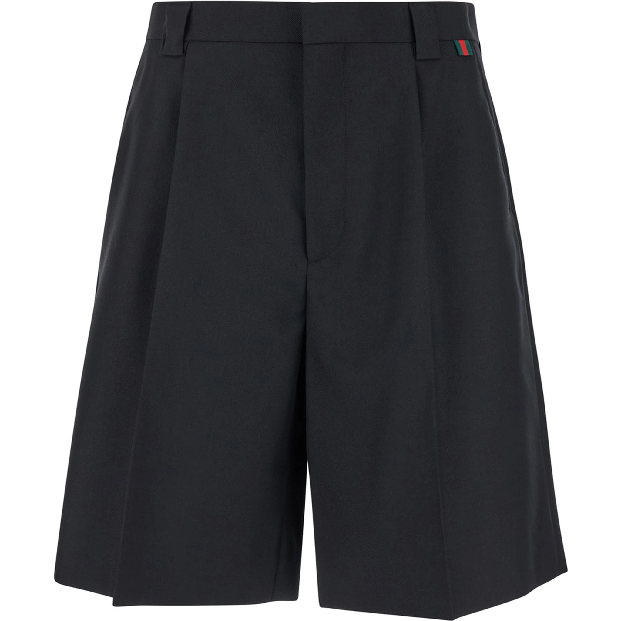 Black Bermuda Shorts with Web Detail in Wool Man