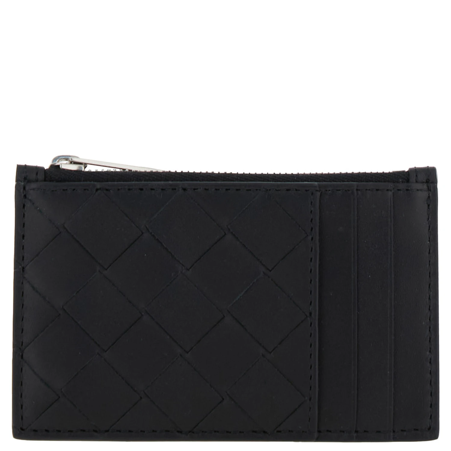 Black Card-Holder with Intreccio Motif in Leather Man