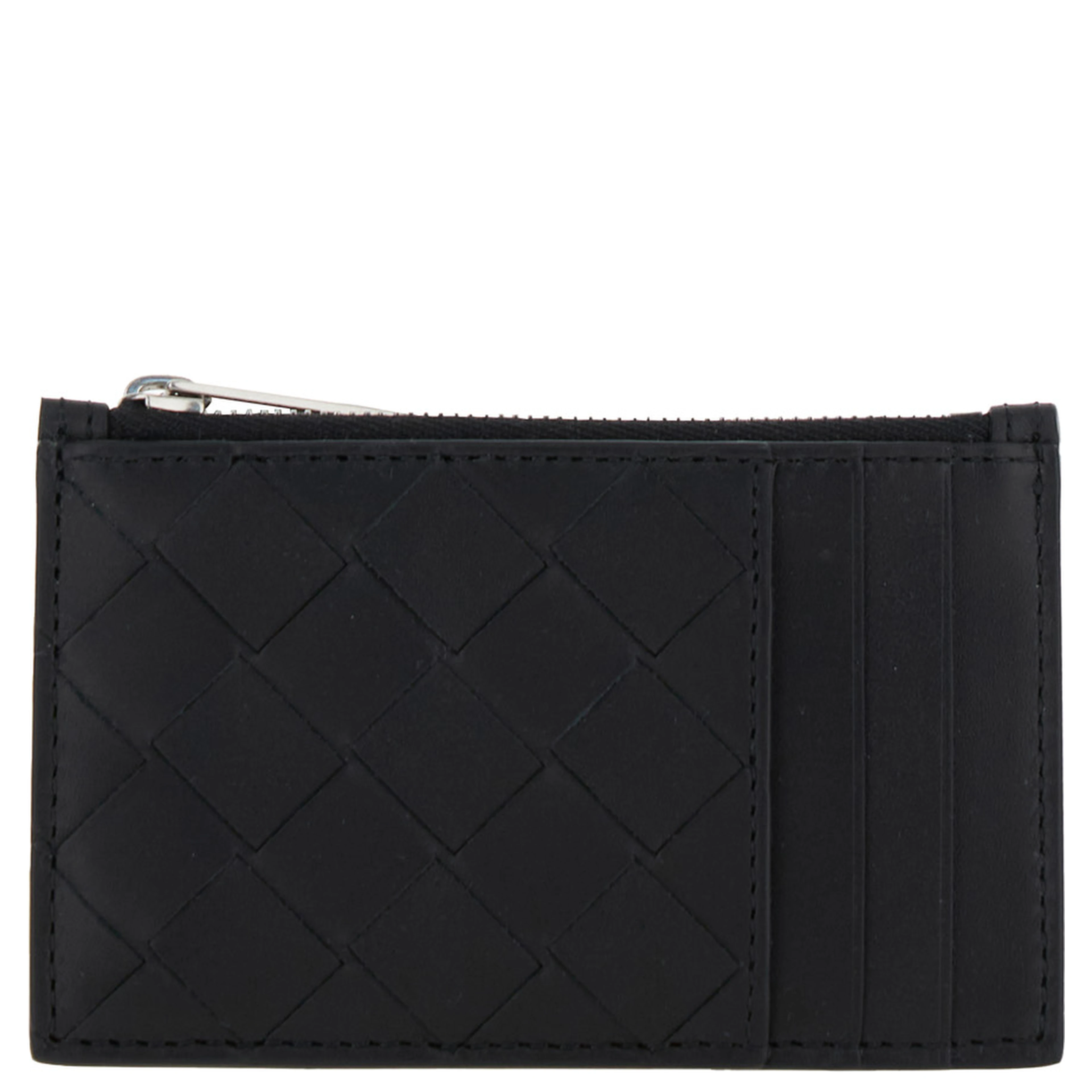Black Card-Holder with Intreccio Motif in Leather Man