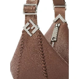 Melon Small Brown Crossbody Bag  With Logo Strap And Metallic FFs On The Sides In Leather Man