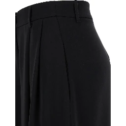 Black Pants with Belt Loops and Wide Leg in Cady Woman