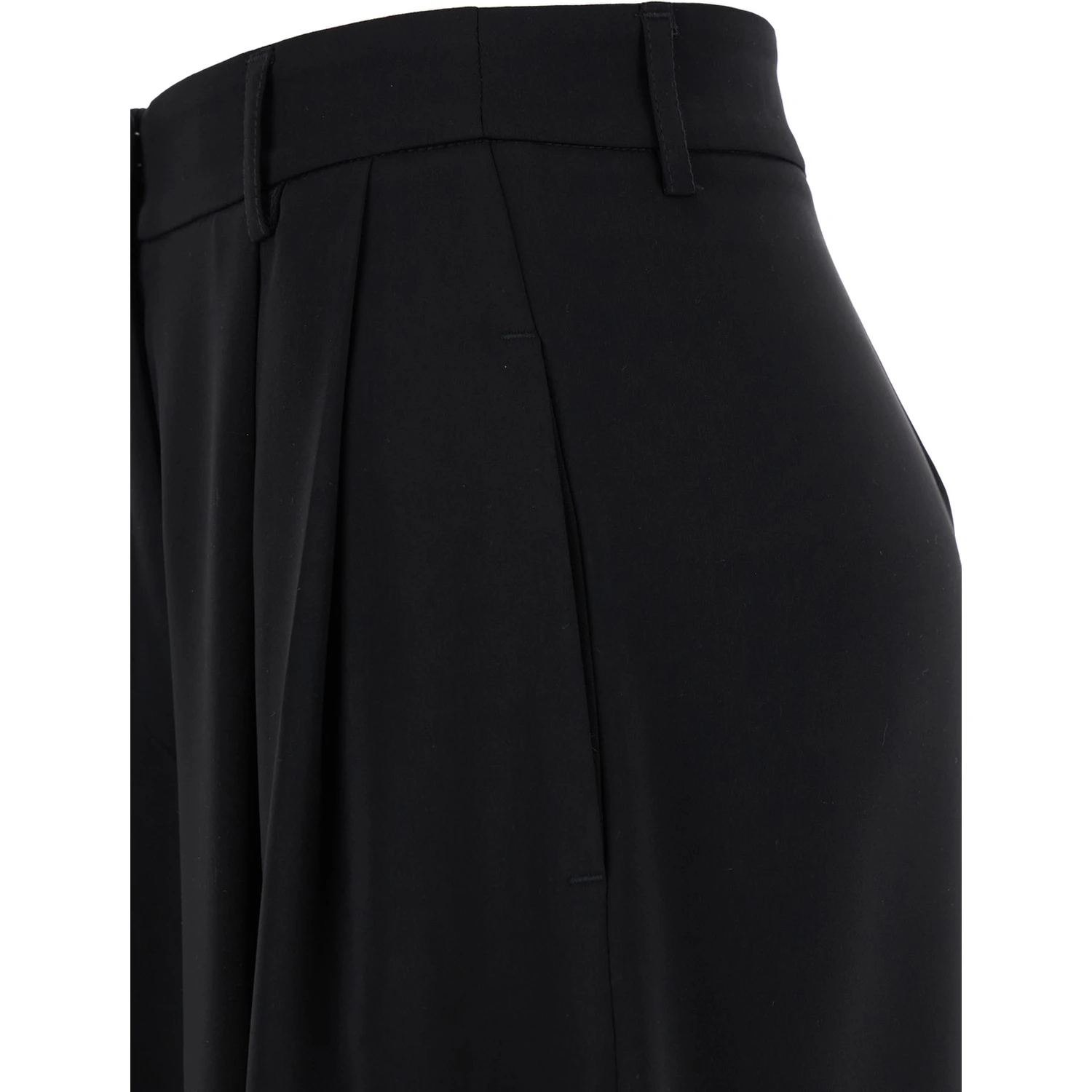 Black Pants with Belt Loops and Wide Leg in Cady Woman